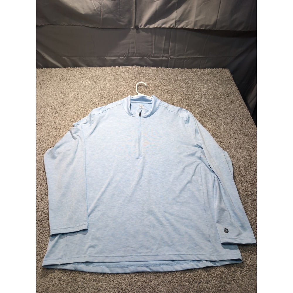 Graham Luxe Men's‎ Light Blue Heathered 1/4 Zip Long Sleeve Pullover Shirt 2XL